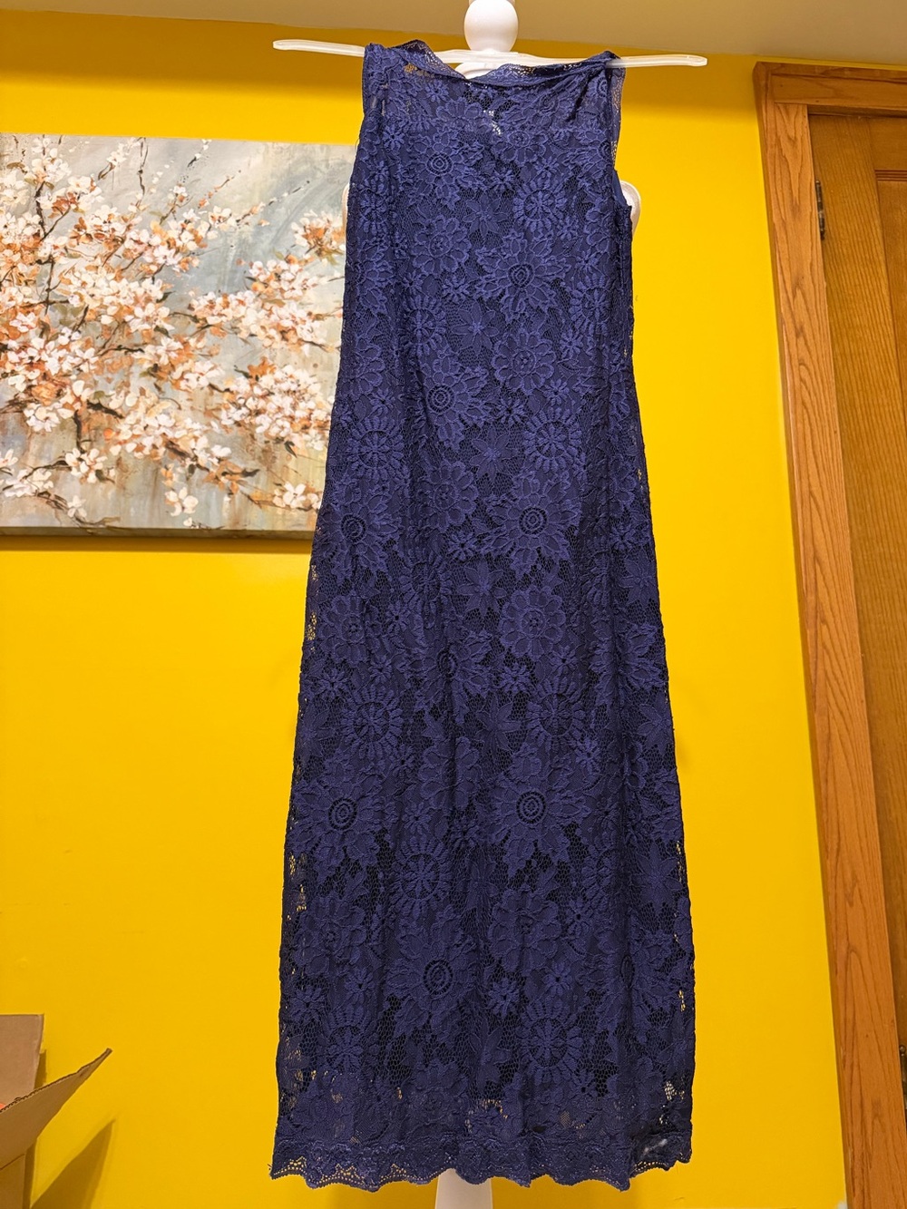 Sleeveless Purple Lace Maxi Dress